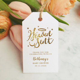 天国送信ベビーシャワー優先金ゴールドグリッター ギフトタグ