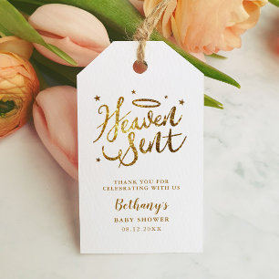 天国送信ベビーシャワー優先金ゴールドグリッター ギフトタグ