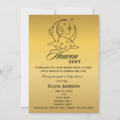 天国送信ベビーシャワー金ゴールドムーンスターズ招待状 招待状 (正面)