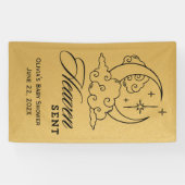 天国送信ベビーシャワー金ゴールド月星 横断幕 (横)