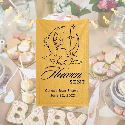 天国送信ベビーシャワー金ゴールド月星 横断幕