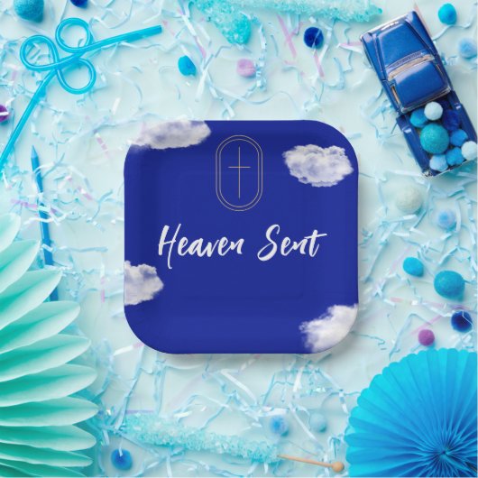 天国送信新生児デコールテーマ紙プレート ペーパープレート (パーティー)