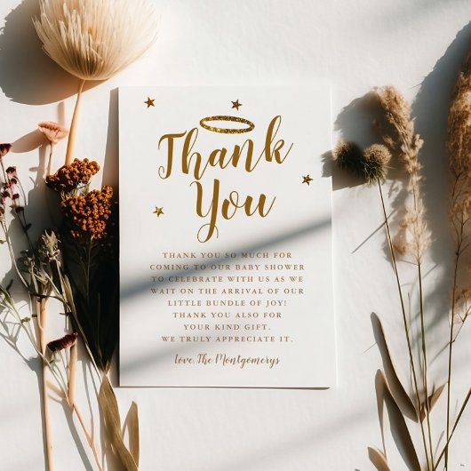天国送信金ゴールドハローベイビーシャワースターズ サンキューカード