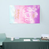 天国送信金ゴールドハローベビーシャワーピンク 横断幕 (トレードショー)