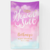 天国送信金ゴールドハローベビーシャワーピンク 横断幕 (縦)