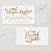 天国送信金ゴールド赤ちゃんシャワーおむつラッフルチケット エンクロージャーカード (正面/裏面)