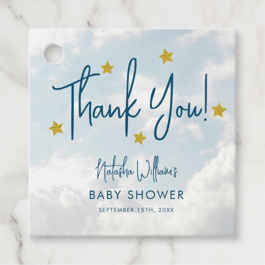 天国雲の小さな部分スターベイビーシャワー フェイバータグ (正面)