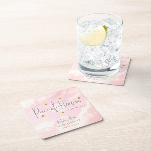 天国雲赤ちゃんシャワー スクエアペーパーコースター (インサイチュ)