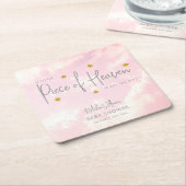 天国雲赤ちゃんシャワー スクエアペーパーコースター (アングル)