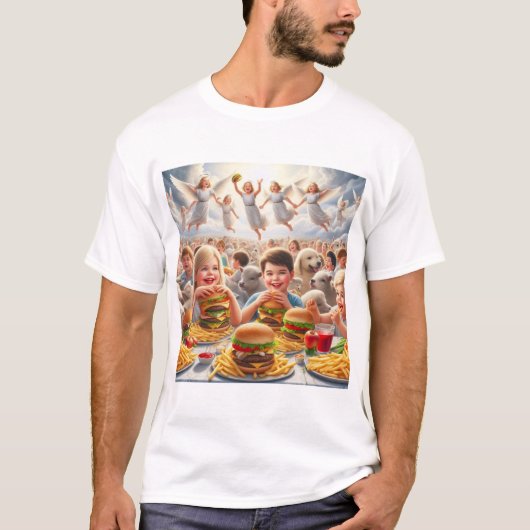 天国食べ物の食の早い俳句の子ども Tシャツ (正面)