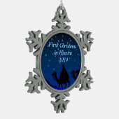 天国2014のオーナメントの初めてのクリスマス スノーフレークピューターオーナメント (左)