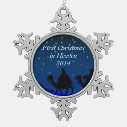 天国2014のオーナメントの初めてのクリスマス スノーフレークピューターオーナメント (正面)