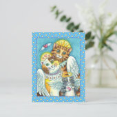 天国、ハロー、ウィングスのネコとネズミの天使 ポストカード (スタンド正面)