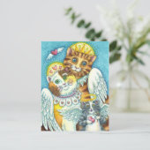 天国、ハロー、ウィングスのネコとネズミの天使 ポストカード (スタンド正面)