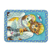 天国、ハロー、ウィングスのネコとネズミの天使 マグネット (横)