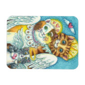 天国、ハロー、ウィングスのネコとネズミの天使 マグネット (横)