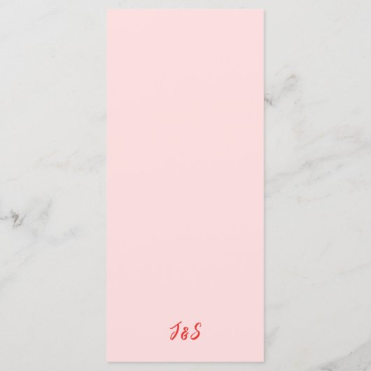 天国・ピンクのディナー結婚メニューで作ったマッチ メニュー (裏面)