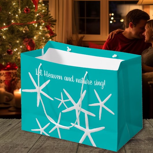 天国n自然スターフィッシュビーチクリスマス ラージペーパーバッグ