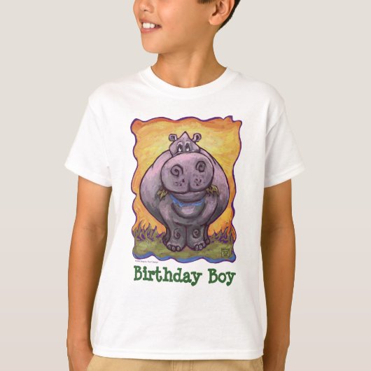 天地のカバの誕生日の男の子 Tシャツ (正面)