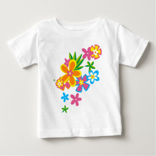 天堂のフラダンス ハワイアン フラワーズ ガールズ ベビーTシャツ