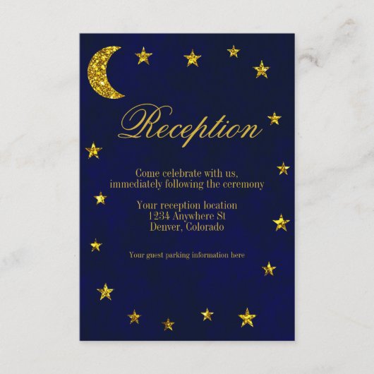 天夜空の結婚式のレセプション エンクロージャーカード (正面)