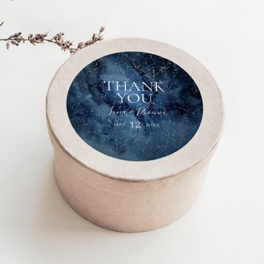 天夜空シルバーサンキューフェイスステッカー ラウンドシール