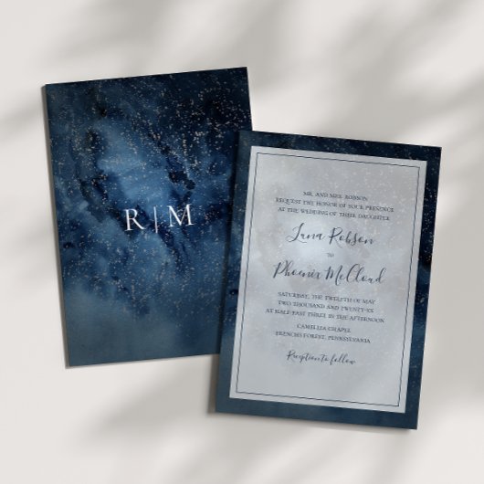 天夜空(フレーム付き伝統的結婚) 招待状