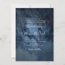天夜空 |金ゴールド伝統的結婚s 招待状