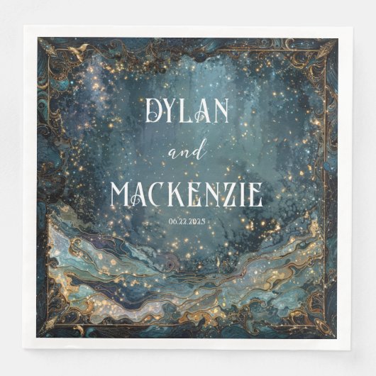 天大理石銀河系結婚ズナプキン (正面)