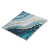 天大理石 – ブルー，ホワイト&金ゴールドラグジュアリー タイル (側面)