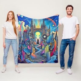 天大聖堂の街並み フリースブランケット