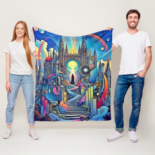 天大聖堂の街並み フリースブランケット (インサイチュ)