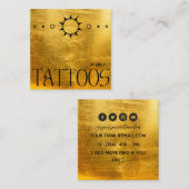 天太陽タトゥーサロン金ゴールドメタリック スクエア名刺 (正面/裏面)