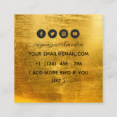 天太陽タトゥーサロン金ゴールドメタリック スクエア名刺 (裏面)