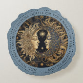 天太陽ムーンカスタム引用文ブルーラウンドピロー ラウンドクッション (裏面)