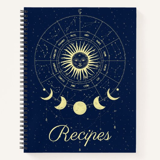 天太陽ムーンフェイズ〔占星術の〕十二宮図レシピ ノートブック (正面)