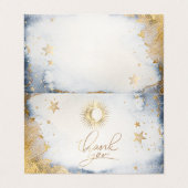 天太陽、月、星水色サンキューカード 名刺 (外部フラット)