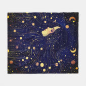 天女の女神ムーンスターズスカイ フリースブランケット (正面(横))