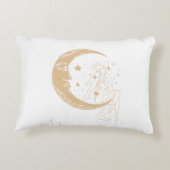 天女の月と星，ボホ，エレガント金ゴールド アクセントクッション (裏面)