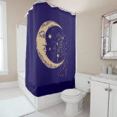 天女の月と星，ボホ，エレガント金ゴールド シャワーカーテン (インサイチュ)