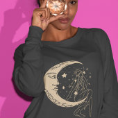 天女の月と星，ボホ，エレガント金ゴールド スウェットシャツ