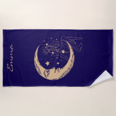 天女の月と星,ボホ,エレガント金ゴールド ビーチタオル (正面)