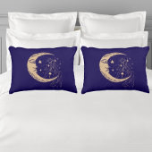 天女の月と星，ボホ，エレガント金ゴールド 枕カバー