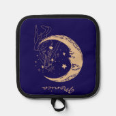 天女の月と星，ボホ，エレガント金ゴールド 鍋敷き (正面)