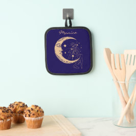 天女の月と星，ボホ，エレガント金ゴールド 鍋敷き