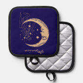 天女の月と星，ボホ，エレガント金ゴールド 鍋敷き (正面/裏面)