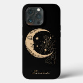 天女の月と星，ボホ，エレガント金ゴールド Case-Mate iPhoneケース (裏面)