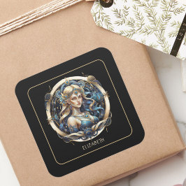 天女モダン文字〔占星術の〕十二宮図記号《星座》乙女座 スクエアシール