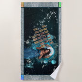 天女神メッセンジャーとタロットカード ビーチタオル (正面)