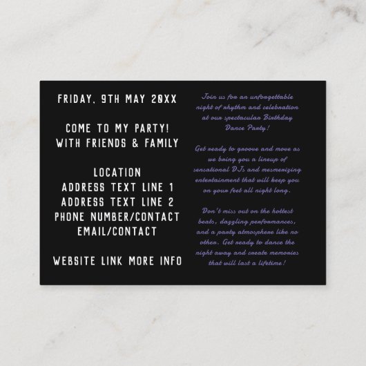 天女神ライフお祝い誕生日フライヤー 名刺 (裏面)